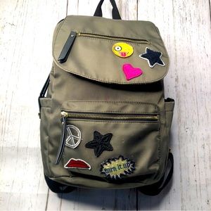 Madden Girl Army Green Nylon Backpack with patches